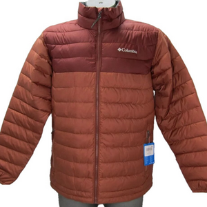 NEW COLUMBIA Mens Jacket Orange Size L Powder Lite Full Zip Quilted Puffer